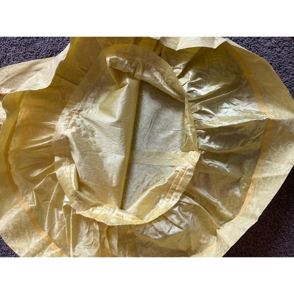 VTG 1960's-70's Sz.Small/XS handmade Empire waist lace maxi dress Yellow Puff sl - Picture 8 of 11